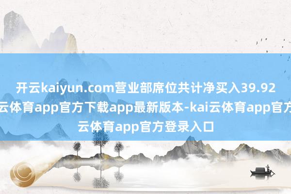 开云kaiyun.com营业部席位共计净买入39.92万元-kai云体育app官方下载app最新版本-kai云体育app官方登录入口
